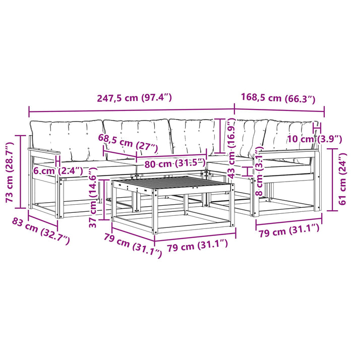 Set de canapele de exterior cu pernă 5 pcs Natural și Bej - WALTI WALTI