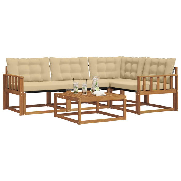 Set de canapele de exterior cu pernă 5 pcs Natural și Bej - WALTI WALTI
