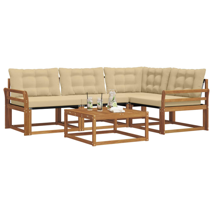 Set de canapele de exterior cu pernă 5 pcs Natural și Bej - WALTI WALTI