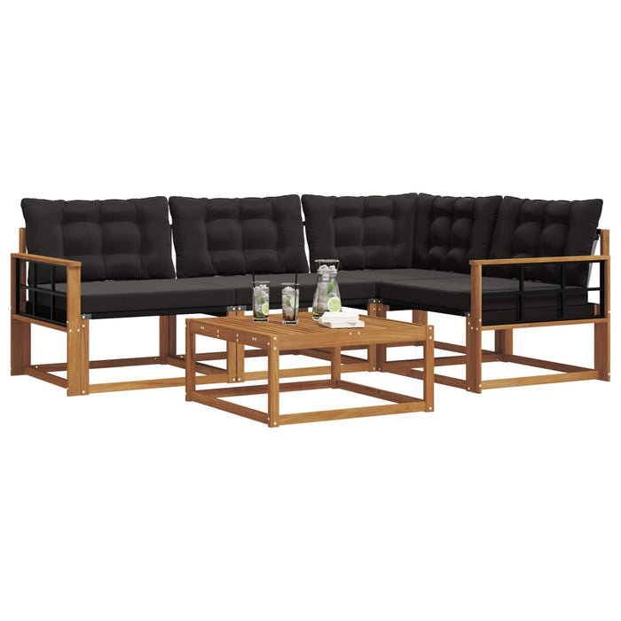 Set de canapele de exterior cu pernă 5 pcs Natural și Negru - WALTI WALTI
