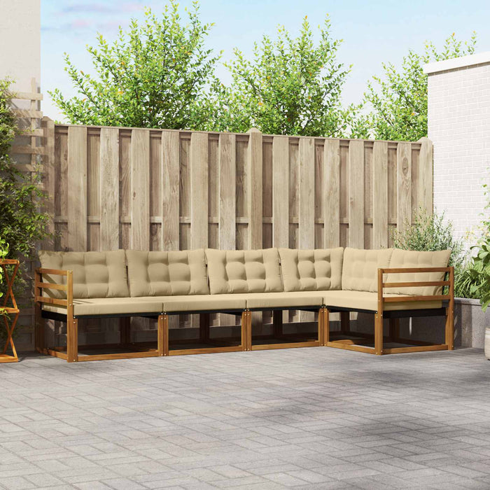 Set de canapele de exterior cu pernă 5 pcs Natural și Bej - WALTI WALTI