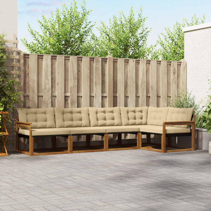 Set de canapele de exterior cu pernă 5 pcs Natural și Bej - WALTI WALTI