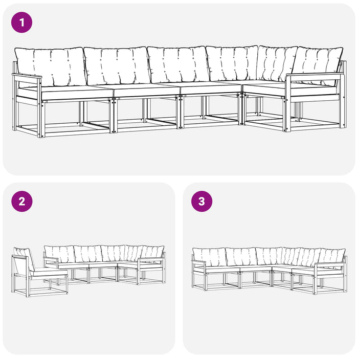 Set de canapele de exterior cu pernă 5 pcs Natural și Bej - WALTI WALTI
