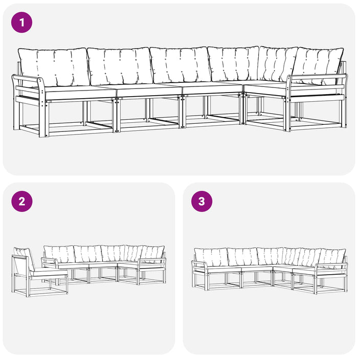 Set de canapele de exterior 5 pcs Gri natural și deschis - WALTI WALTI