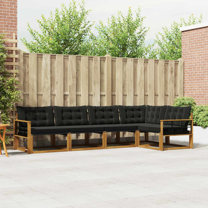 Set de canapele de exterior cu pernă 5 pcs Natural și Negru - WALTI WALTI