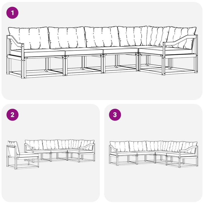 Set de canapele de exterior 5 pcs Gri natural și deschis - WALTI WALTI