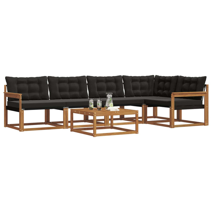 Set de canapele de exterior cu pernă 6 pcs Natural și Negru - WALTI WALTI