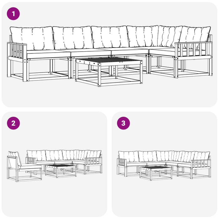 Set de canapele de exterior 6 pcs Gri natural și deschis - WALTI WALTI