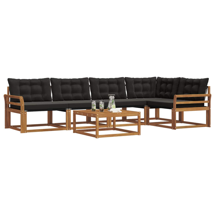 Set de canapele de exterior cu pernă 6 pcs Natural și Negru - WALTI WALTI