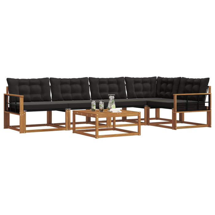 Set de canapele de exterior cu pernă 6 pcs Natural și Negru - WALTI WALTI
