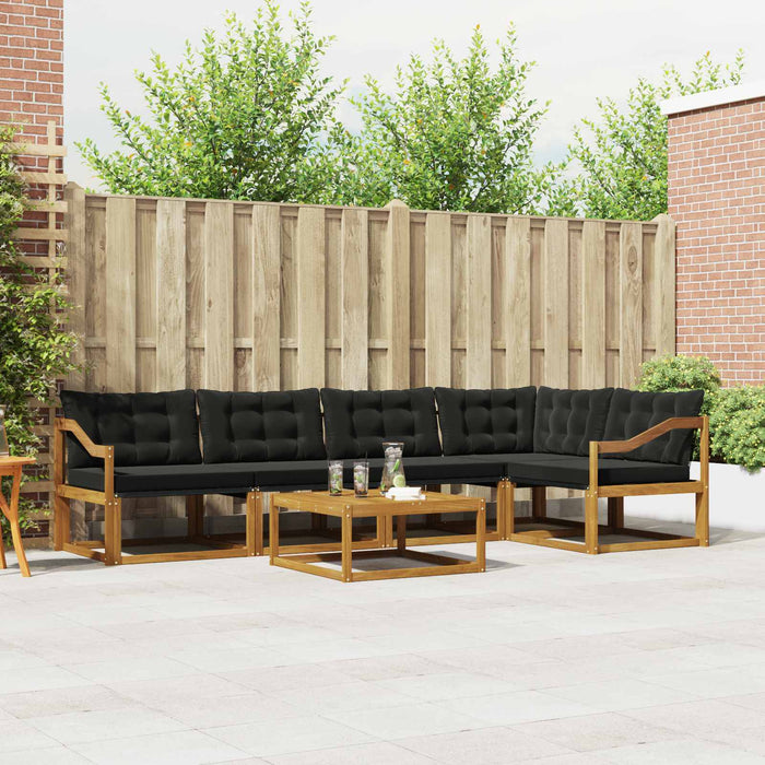 Set de canapele de exterior cu pernă 6 pcs Natural și Negru - WALTI WALTI