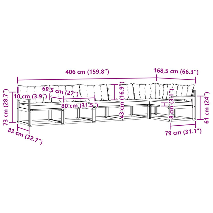 Set de canapele de exterior cu pernă 6 pcs Natural și Bej - WALTI WALTI