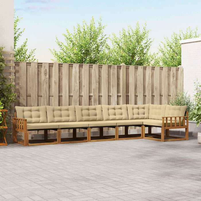 Set de canapele de exterior cu pernă 6 pcs Natural și Bej WALTI