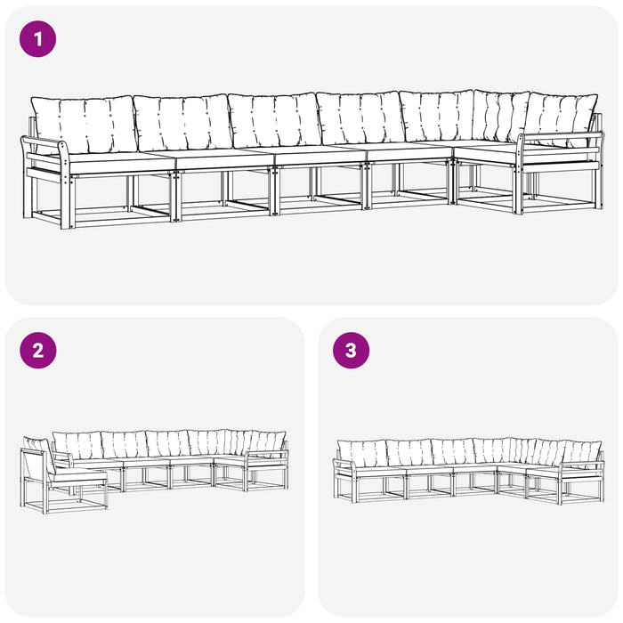 Set de canapele de exterior 6 pcs Gri natural și deschis - WALTI WALTI
