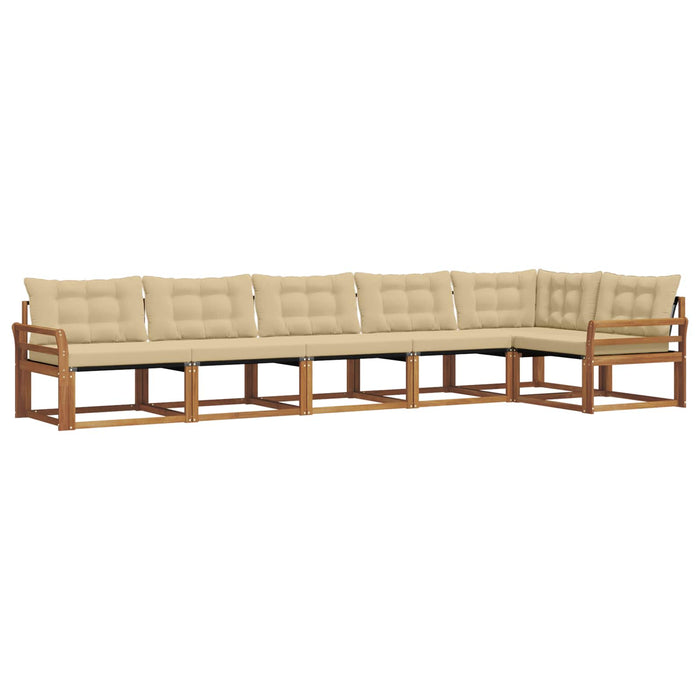 Set de canapele de exterior cu pernă 6 pcs Natural și Bej WALTI