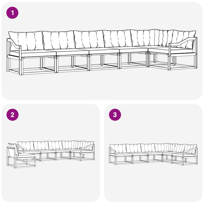 Set de canapele de exterior 6 pcs Gri natural și deschis - WALTI WALTI