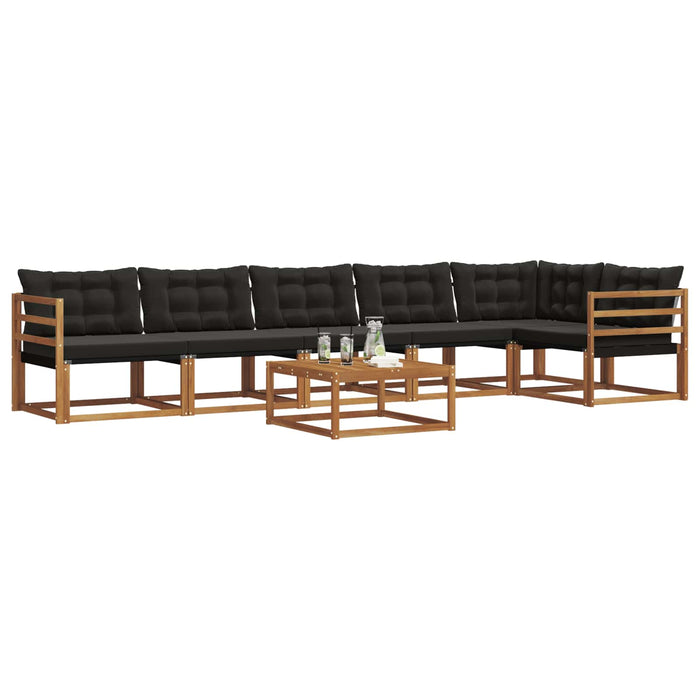 Set de canapele de exterior cu pernă 7 pcs Natural și Negru WALTI