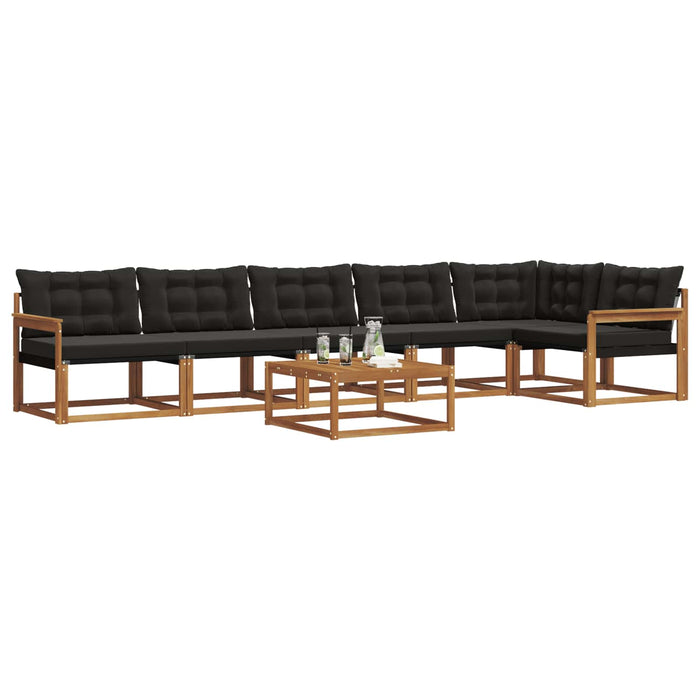 Set de canapele de exterior cu pernă 7 pcs Natural și Negru WALTI