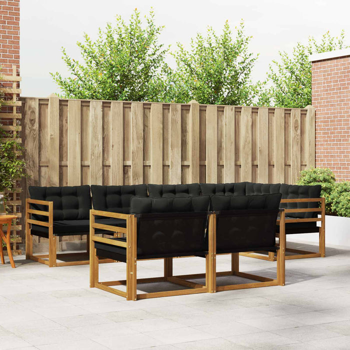 Set de canapele de exterior cu pernă 7 pcs Natural și Negru - WALTI WALTI