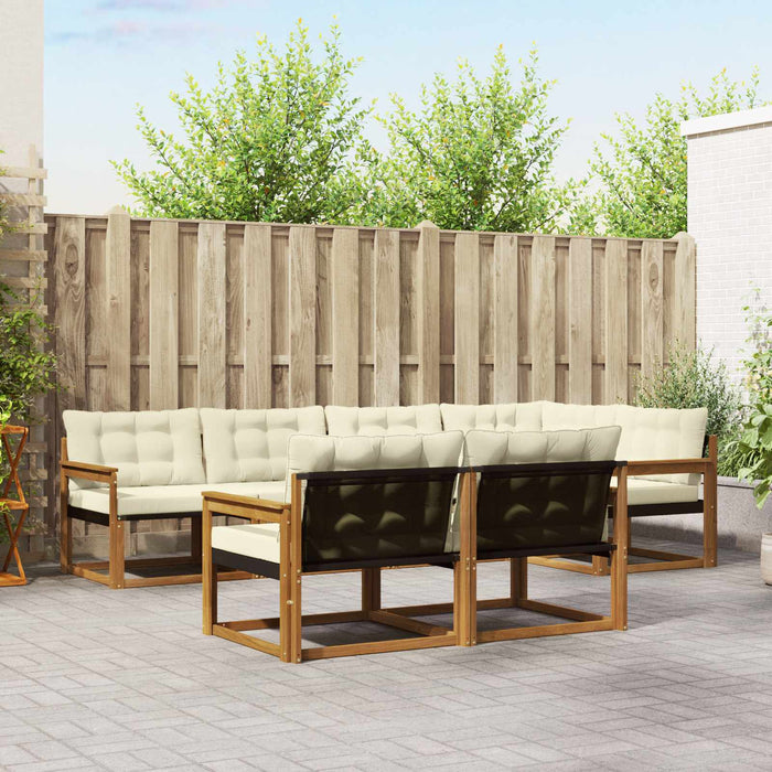 Set de canapele de exterior cu pernă 7 pcs Natural și Crem - WALTI WALTI