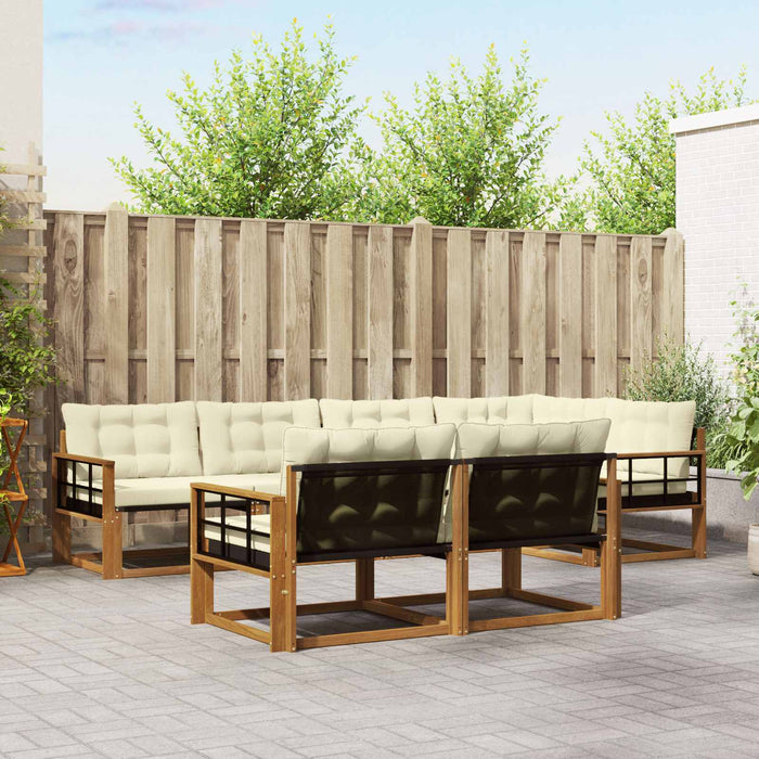 Set de canapele de exterior cu pernă 7 pcs Natural și Crem - WALTI WALTI