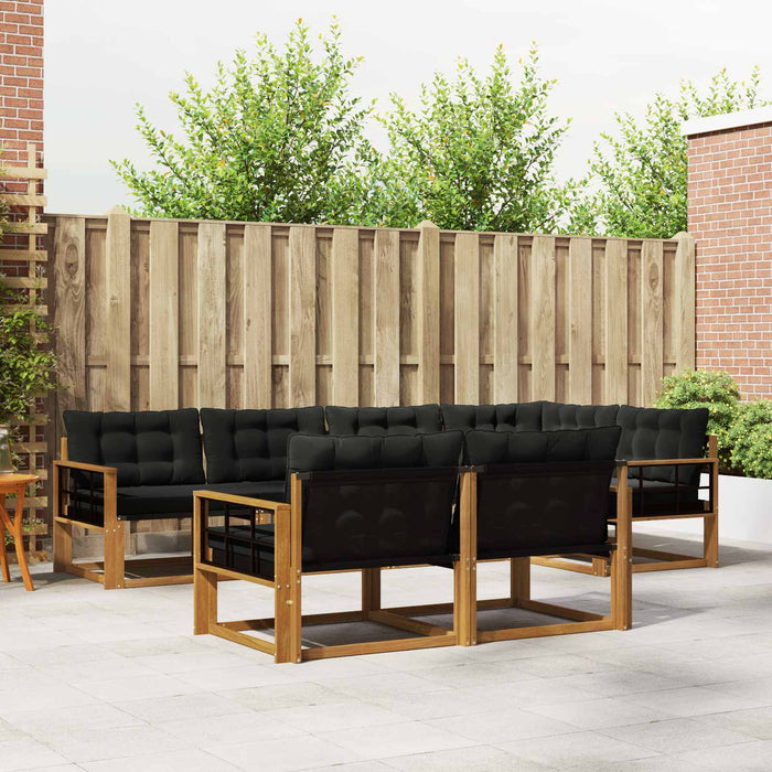 Set de canapele de exterior cu pernă 7 pcs Natural și Negru - WALTI WALTI