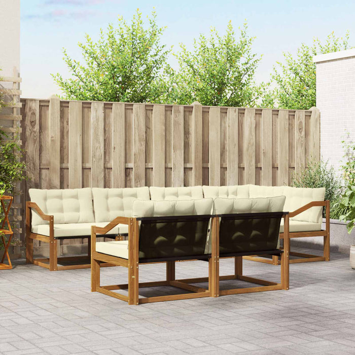 Set de canapele de exterior cu pernă 7 pcs Natural și Crem - WALTI WALTI