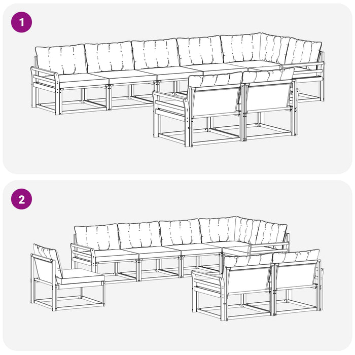 Set de canapele de exterior cu pernă 8 pcs Natural și Negru - WALTI WALTI