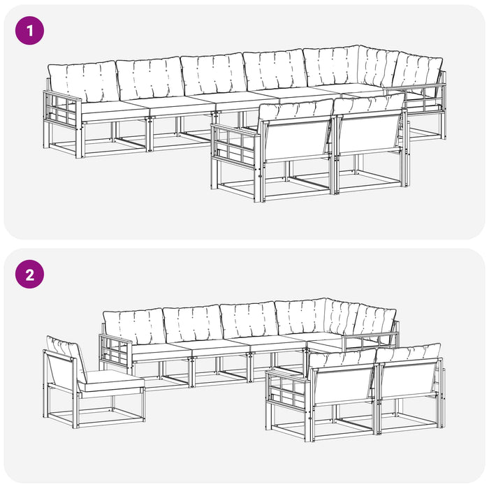 Set de canapele de exterior cu pernă 8 pcs Natural și Crem - WALTI WALTI