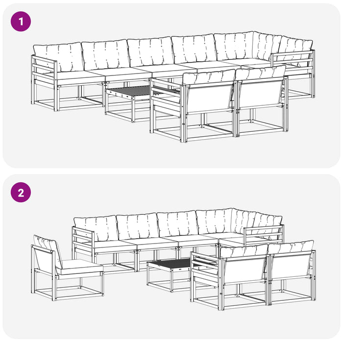 Set de canapele de exterior 9 pcs Gri natural și deschis - WALTI WALTI