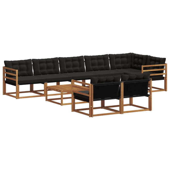 Set de canapele de exterior cu pernă 9 pcs Natural și Negru - WALTI WALTI