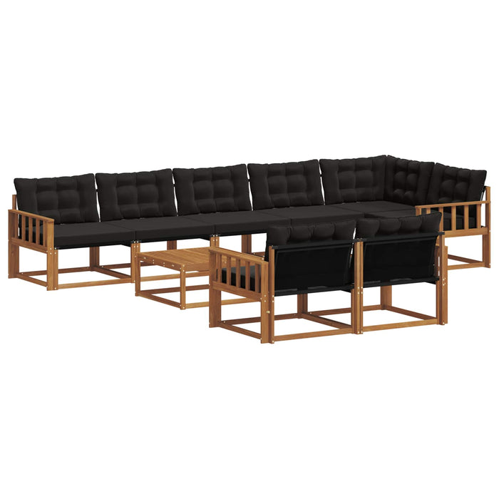 Set de canapele de exterior cu pernă 9 pcs Natural și Negru - WALTI WALTI