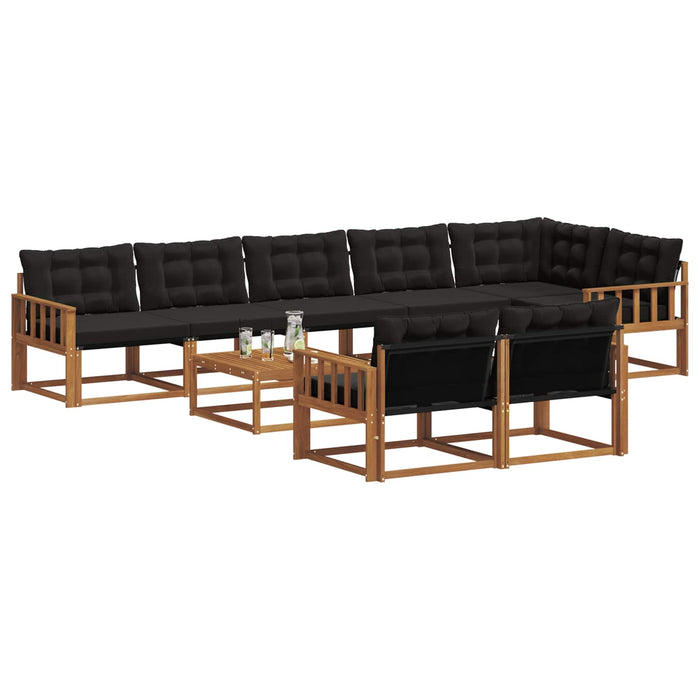 Set de canapele de exterior cu pernă 9 pcs Natural și Negru - WALTI WALTI