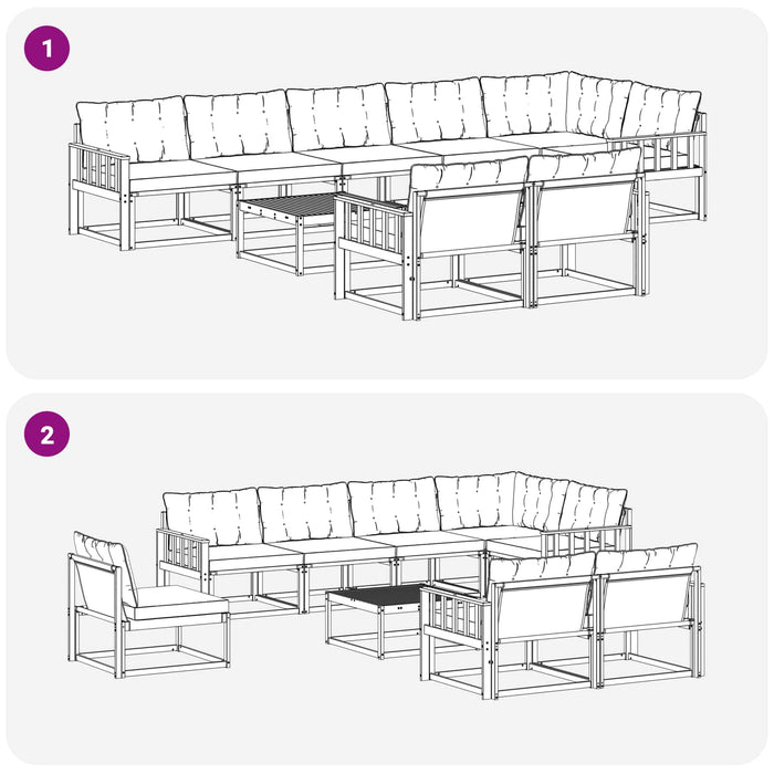 Set de canapele de exterior cu pernă 9 pcs Natural și Negru - WALTI WALTI