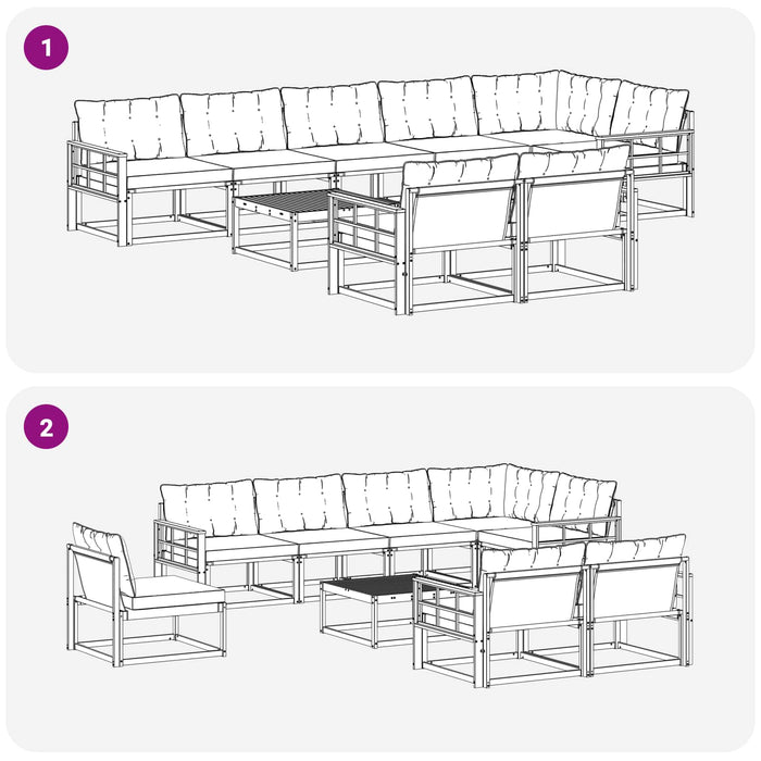 Set de canapele de exterior 9 pcs Gri natural și deschis - WALTI WALTI