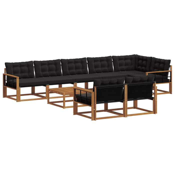 Set de canapele de exterior cu pernă 9 pcs Natural și Negru - WALTI WALTI