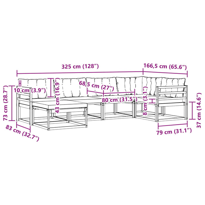 Set de canapele de exterior cu pernă 18 pcs Natural și Bej - WALTI WALTI