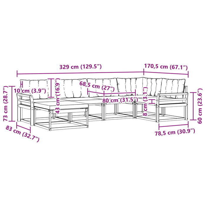Set de canapele de exterior cu pernă 18 pcs Natural și Crem - WALTI WALTI