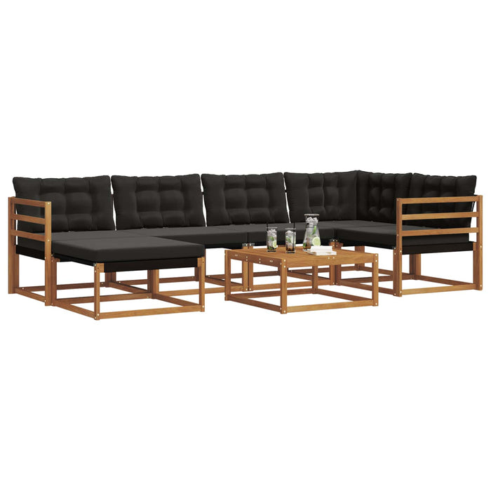 Set de canapele de exterior cu pernă 19 pcs Natural și Negru WALTI