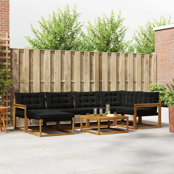 Set de canapele de exterior cu pernă 19 pcs Natural și Negru WALTI