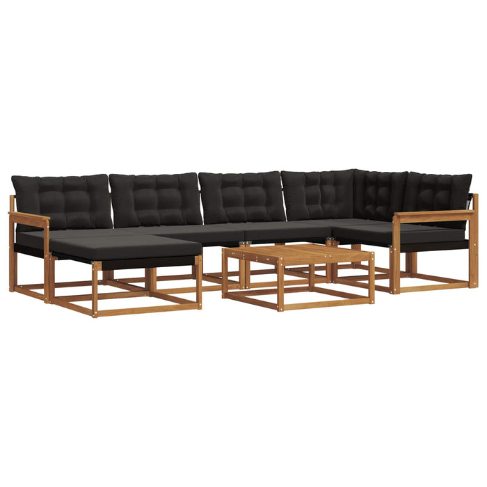 Set de canapele de exterior cu pernă 19 pcs Natural și Negru WALTI