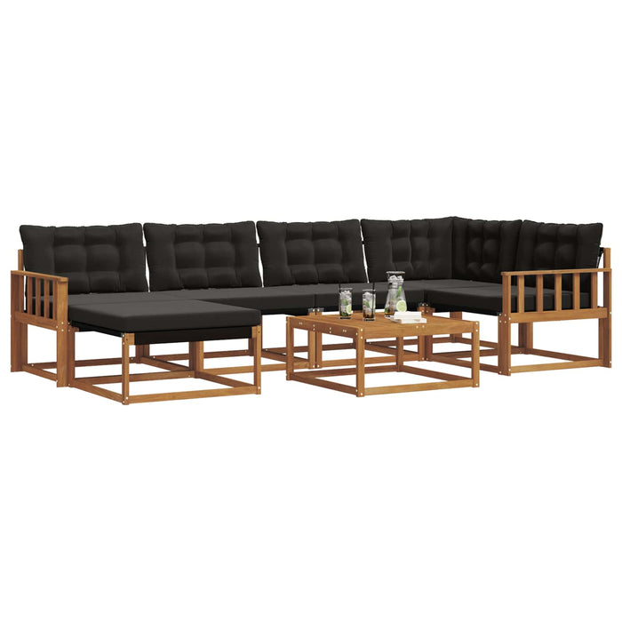 Set de canapele de exterior cu pernă 19 pcs Natural și Negru WALTI