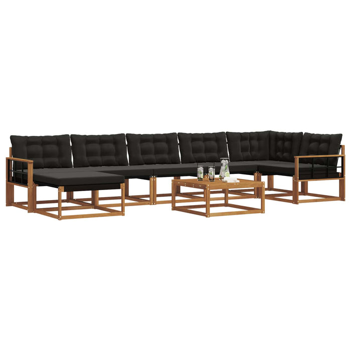 Set de canapele de exterior cu pernă 22 pcs Natural și Negru WALTI
