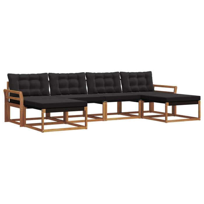 Set de canapele de exterior cu pernă 6 pcs Natural și Negru - WALTI WALTI