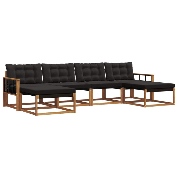Set de canapele de exterior cu pernă 6 pcs Natural și Negru - WALTI WALTI