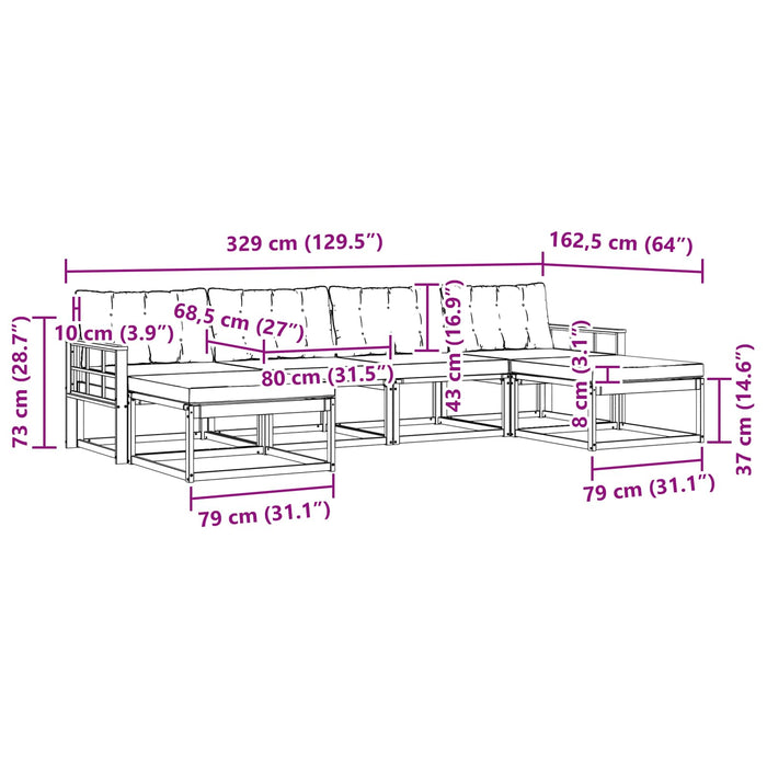 Set de canapele de exterior cu pernă 6 pcs Natural și Bej - WALTI WALTI