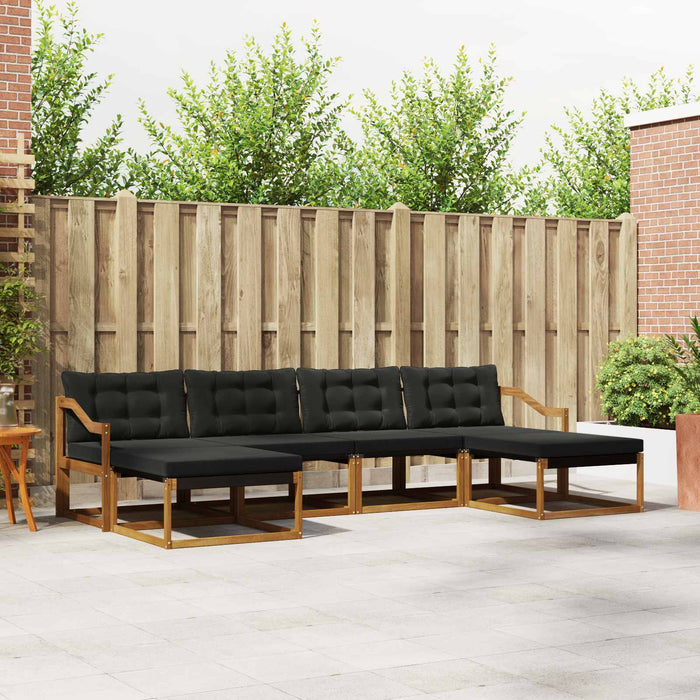Set de canapele de exterior cu pernă 6 pcs Natural și Negru - WALTI WALTI