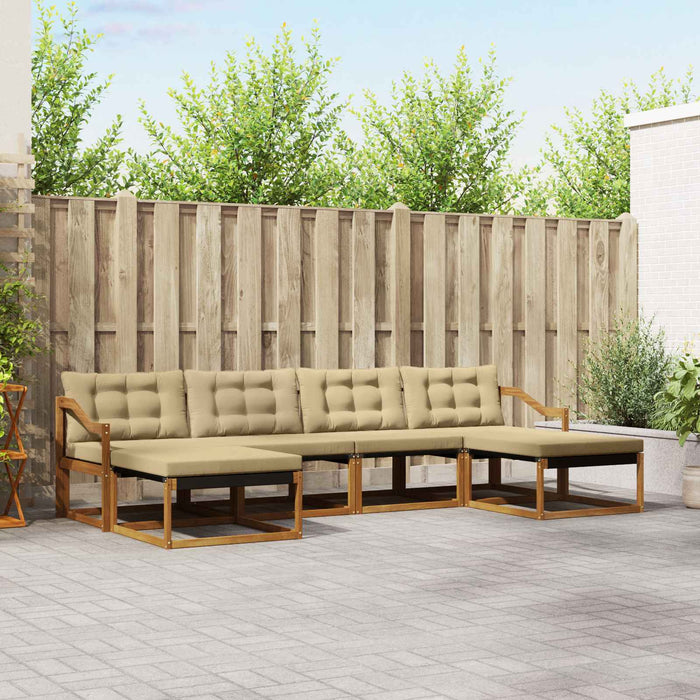 Set de canapele de exterior cu pernă 6 pcs Natural și Bej - WALTI WALTI