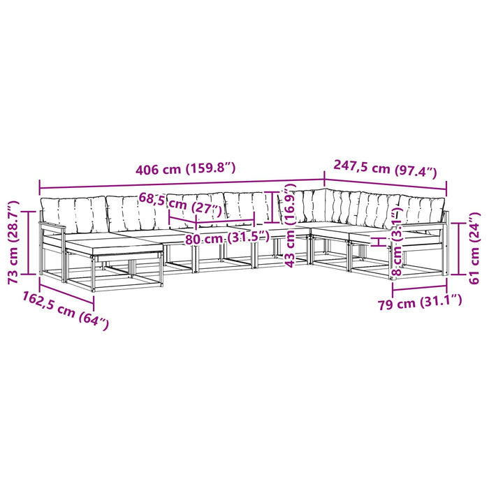 Set de canapele de exterior cu pernă 24 pcs Natural și Crem - WALTI WALTI