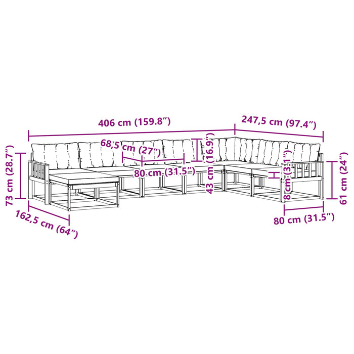 Set de canapele de exterior cu pernă 24 pcs Natural și Bej - WALTI WALTI